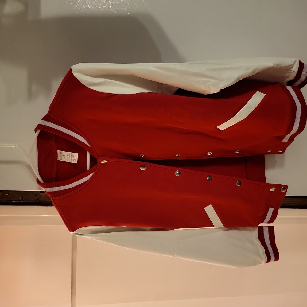 Red white child varsity jacket